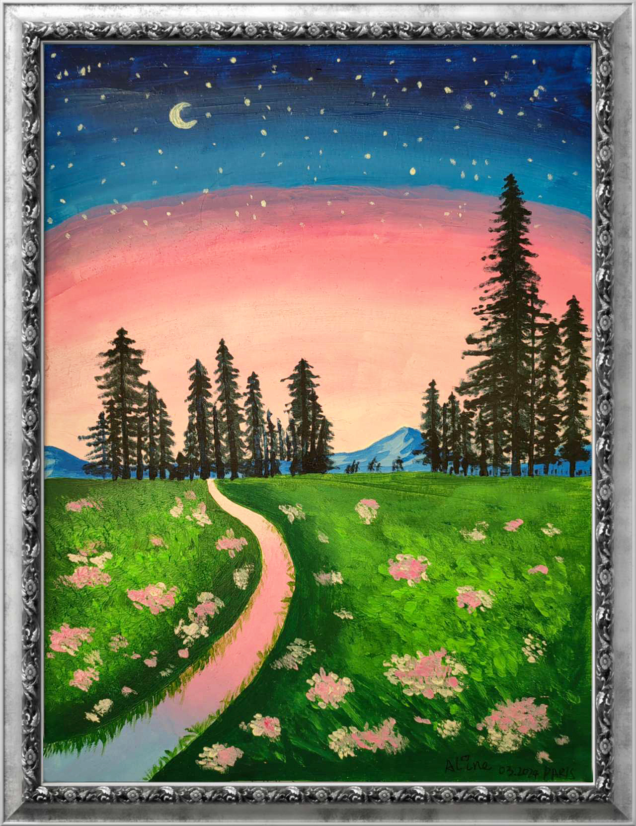 Aline LIU, 成人，线上油画课初级，课堂作品