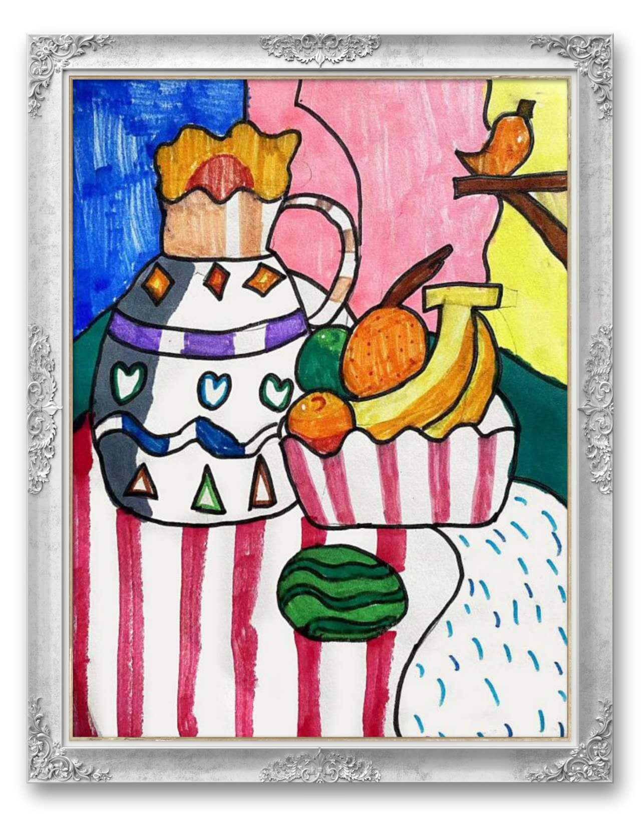 Elina CHEN, 11岁，线上绘画启蒙课，课下作品 Elina CHEN, 11ans, Cours En Ligne De Dessin, Oeuvre Réalisée Après Le Cours 1